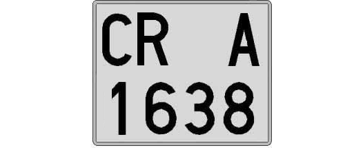 CR1638A matricula cuadrada