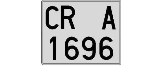 CR1696A matricula cuadrada