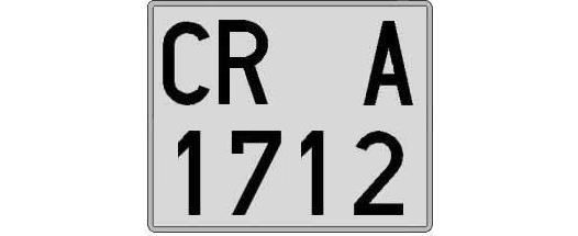 CR1712A matricula cuadrada