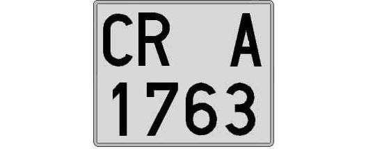 CR1763A matricula cuadrada