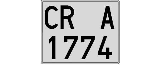 CR1774A matricula cuadrada
