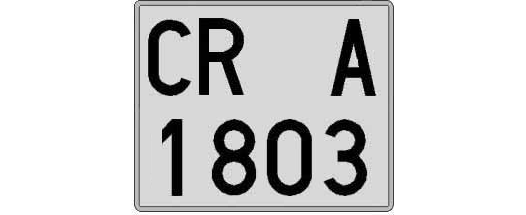 CR1803A matricula cuadrada