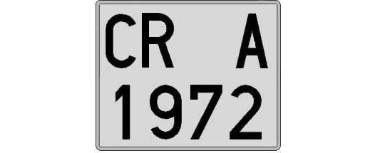 CR1972A matricula cuadrada