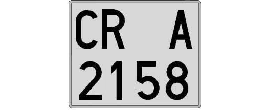 CR2158A matricula cuadrada