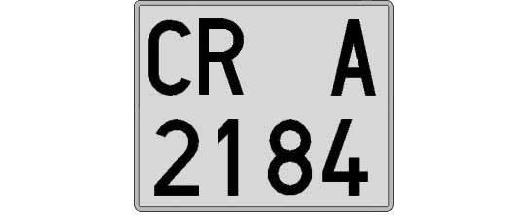 CR2184A matricula cuadrada