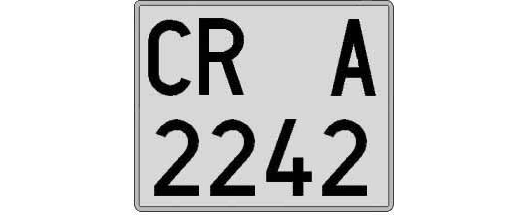 CR2242A matricula cuadrada