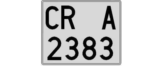 CR2383A matricula cuadrada