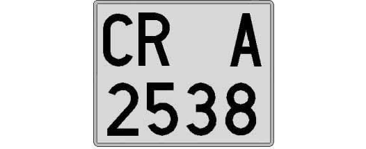 CR2538A matricula cuadrada
