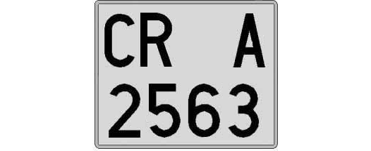 CR2563A matricula cuadrada