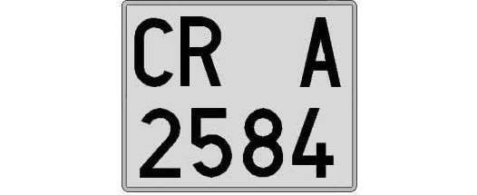 CR2584A matricula cuadrada