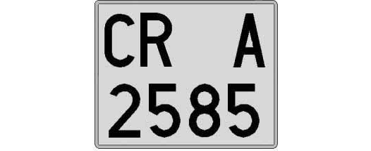 CR2585A matricula cuadrada