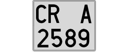 CR2589A matricula cuadrada