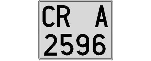 CR2596A matricula cuadrada