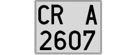CR2607A matricula cuadrada