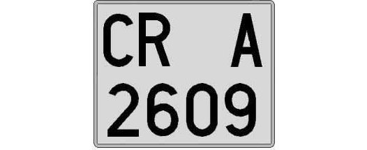 CR2609A matricula cuadrada