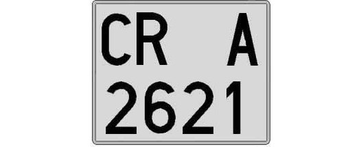 CR2621A matricula cuadrada