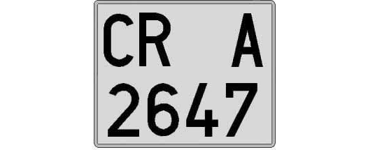 CR2647A matricula cuadrada