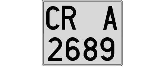 CR2689A matricula cuadrada