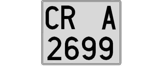 CR2699A matricula cuadrada