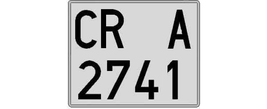 CR2741A matricula cuadrada