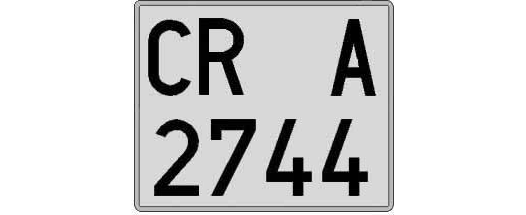 CR2744A matricula cuadrada