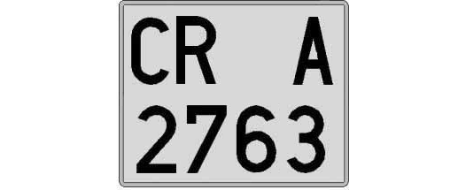 CR2763A matricula cuadrada