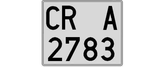 CR2783A matricula cuadrada