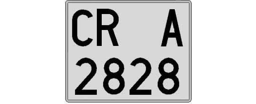 CR2828A matricula cuadrada