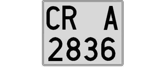 CR2836A matricula cuadrada