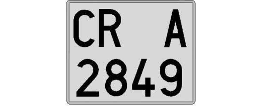CR2849A matricula cuadrada