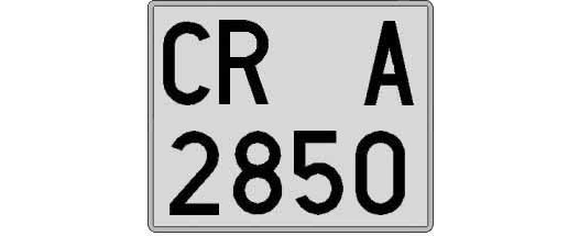 CR2850A matricula cuadrada