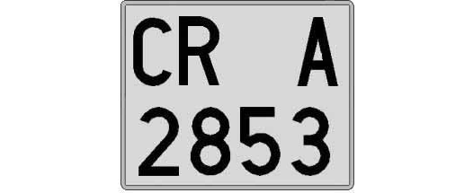 CR2853A matricula cuadrada