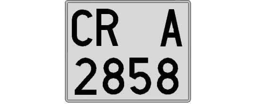 CR2858A matricula cuadrada