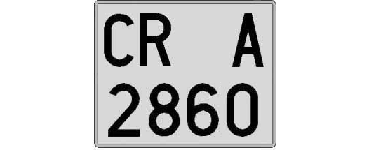 CR2860A matricula cuadrada