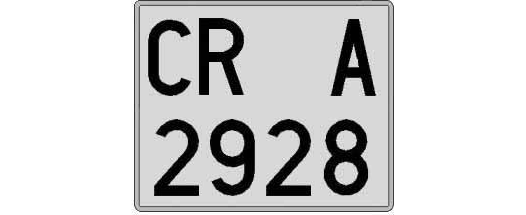 CR2928A matricula cuadrada