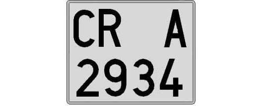 CR2934A matricula cuadrada