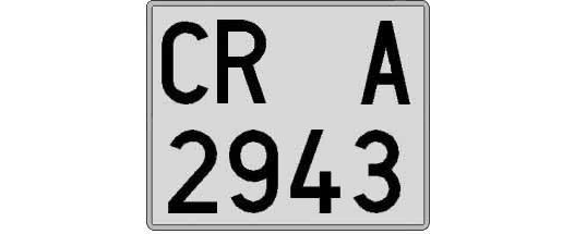 CR2943A matricula cuadrada