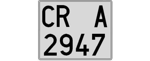 CR2947A matricula cuadrada