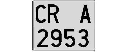 CR2953A matricula cuadrada