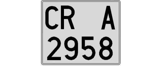 CR2958A matricula cuadrada