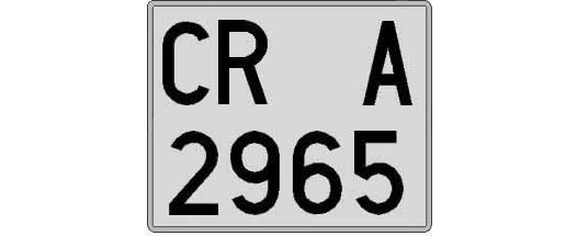 CR2965A matricula cuadrada