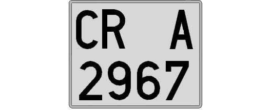 CR2967A matricula cuadrada