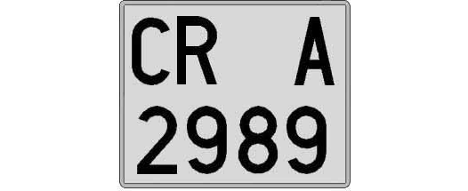 CR2989A matricula cuadrada