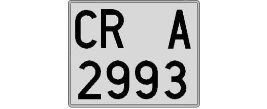 CR2993A matricula cuadrada