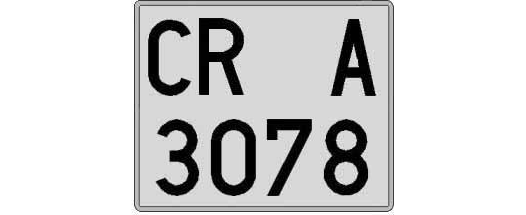 CR3078A matricula cuadrada
