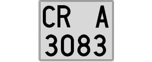 CR3083A matricula cuadrada