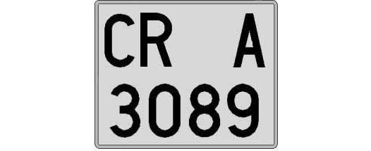 CR3089A matricula cuadrada