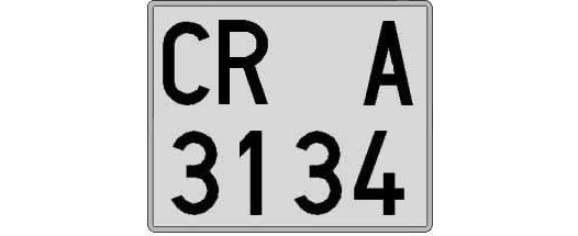 CR3134A matricula cuadrada