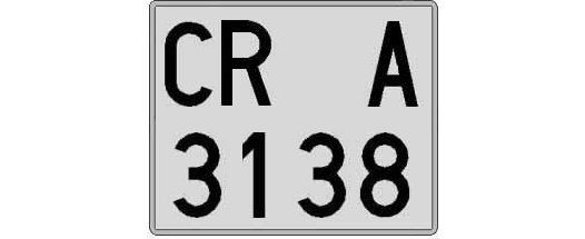 CR3138A matricula cuadrada