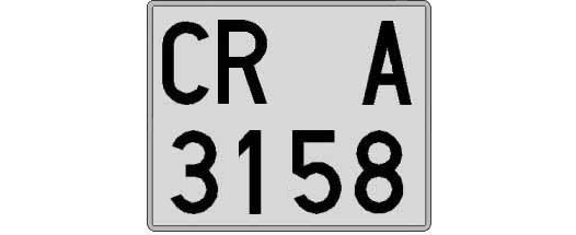 CR3158A matricula cuadrada
